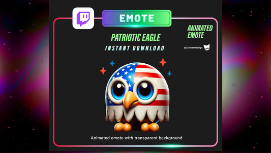 ANIMATED Patriotic American Bald Eagle Emote  for Twitch, Streamer, USA Emote, Streaming, Stream Emotes, Independence Day, 4th July Emote