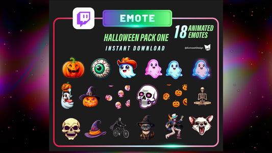 ANIMATED 18 Halloween Pack Emotes for Twitch, Streamer, Gaming, Streaming, Stream Emotes, Fall Emote, Spooky Emote, Skull Emote