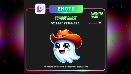 ANIMATED Cute Cowboy Hat Ghost Emote for Twitch, Streamer Emotes, Gaming Emotes, Streaming,  Stream Emotes