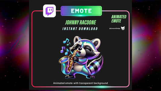 ANIMATED Saxophone Racoon Emote Set for Twitch, Streamer, Stream Emotes, Party Emotes, Jazz Emotes, Music Emote, Dancing Emote