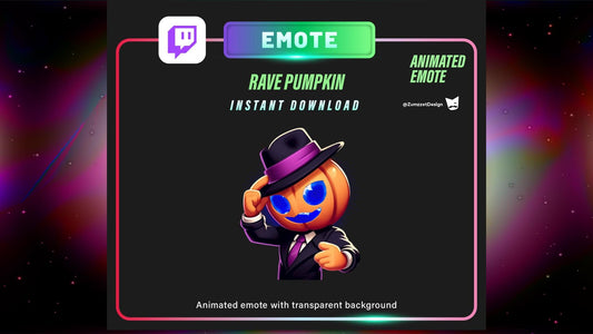 ANIMATED Rave Pumpkin Emote for Twitch, Streamer, Gaming, Streaming, Stream Emotes, Rave Emotes Emote, Glowing Emote, Halloween Emote