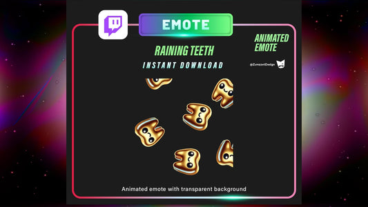 ANIMATED Raining Golden Tooth Emote  for Twitch, Streamer, Gaming, Streaming, Stream Emotes, Halloween Emote, Fun Emote