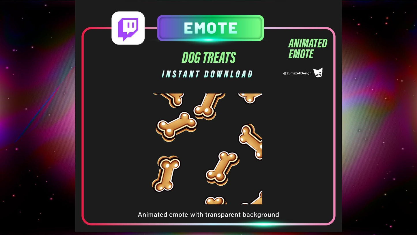 ANIMATED Raining Dog Treats Emote  for Twitch, Streamer, Gaming, Streaming, Stream Emotes, Cute Emote, Fun Emote, Reward Emote