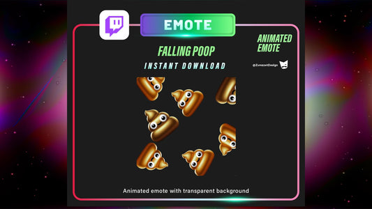 ANIMATED Falling Poop Emote, Cute Poop Emote for Twitch, Streamer, Gaming, Streaming, Stream Emotes, Funny Emote