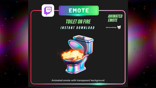 ANIMATED Toilet on Fire Emote, Cute Poop Emote for Twitch, Streamer, Gaming, Streaming, Stream Emotes, Funny Emote