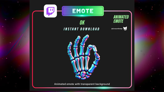 ANIMATED Skeleton OK Hand Gesture for Twitch, Horror Emote, Neon Emote, Streaming, Stream Emotes, Halloween Emote, Spooky Emote