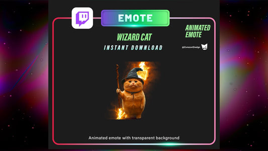 ANIMATED Wizard Cat Twitch, Streamer, Gaming, Streaming, Stream Emotes, Halloween Emote, Spooky Emote