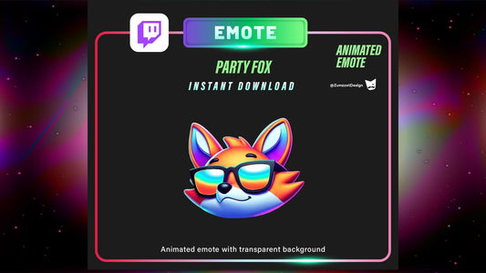 ANIMATED Techno Party Fox Emote for Twitch, Streamer, Gaming, Streaming, Stream Emotes, Fox Emote, Music Emote, Rave Emote Twitch