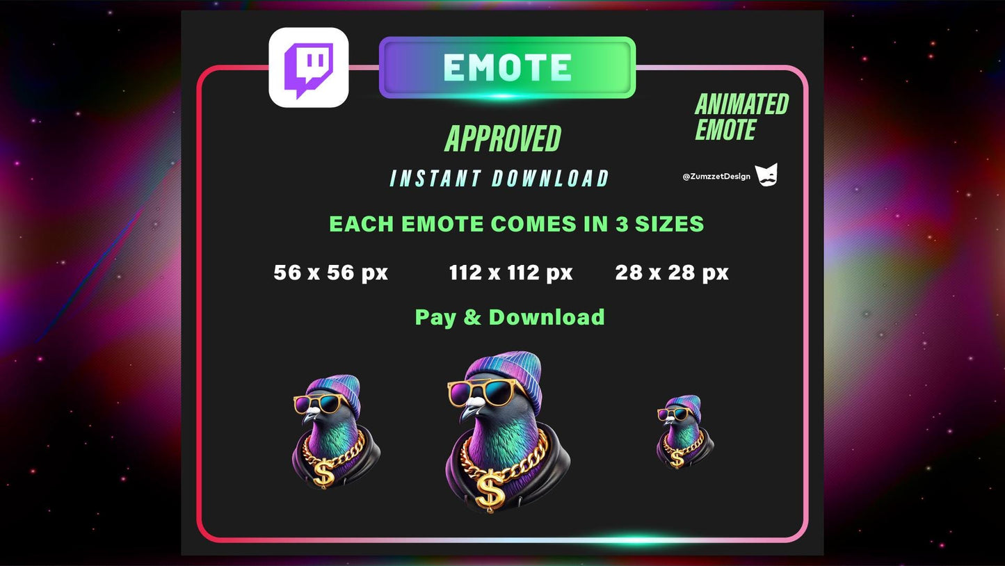 ANIMATED Pigeon with Beanie Emote for Twitch, Streamer, Gaming, Streaming, Stream Emotes,  Reaction Emote, Bird Emote, Music Emote