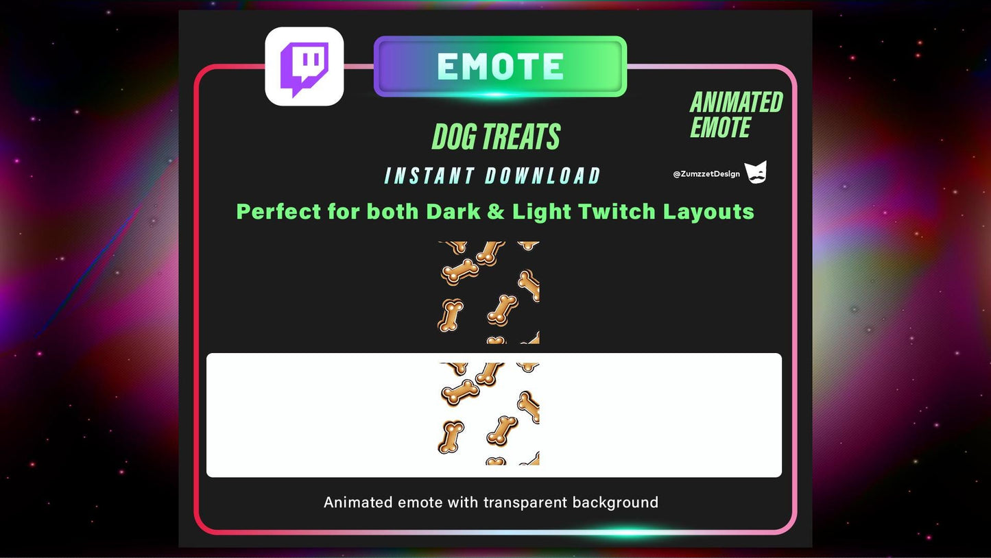 ANIMATED Raining Dog Treats Emote  for Twitch, Streamer, Gaming, Streaming, Stream Emotes, Cute Emote, Fun Emote, Reward Emote