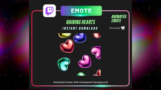 ANIMATED Raining Hearts Emote  for Twitch, Streamer, Gaming, Streaming, Stream Emotes, Love Emote, Valentines Emote
