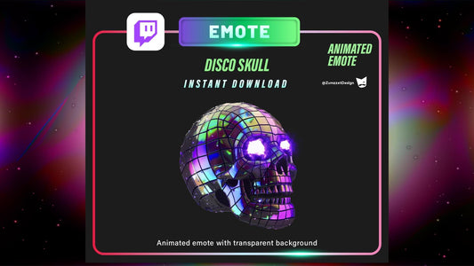 ANIMATED Disco Skull Emote  for Twitch, Streamer, Gaming, Streaming, Stream Emotes, Gamer Emote, Glowing Emote, Music Emote, Spooky Emote