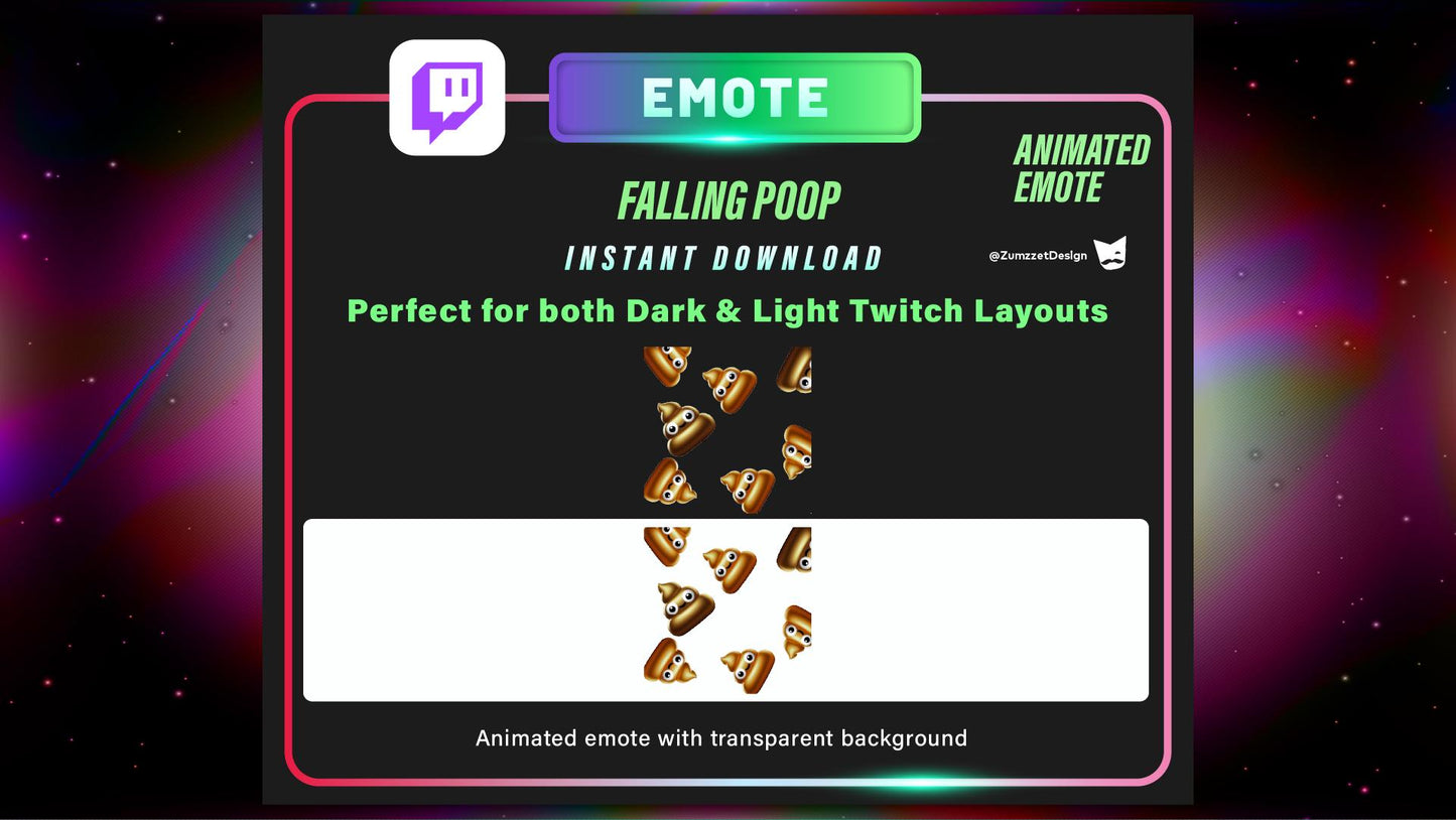 ANIMATED Falling Poop Emote, Cute Poop Emote for Twitch, Streamer, Gaming, Streaming, Stream Emotes, Funny Emote