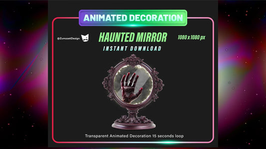 ANIMATED Haunted Mirror Stream Decoration, Spooky Halloween Decoration, Vtuber Decoration Overlay, Streaming Assets, Paranormal Stream Asset