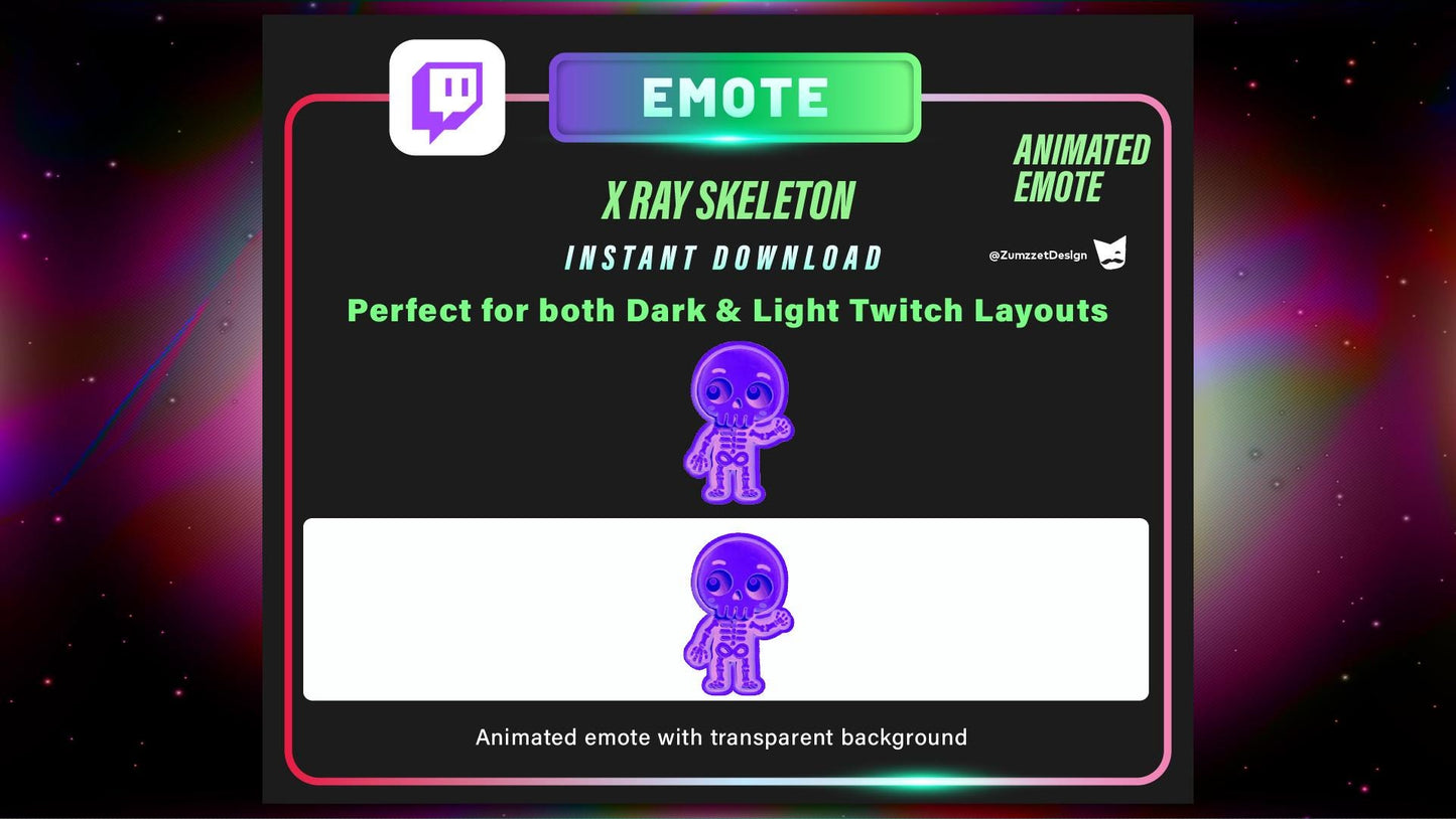 ANIMATED Xray Waving Skeleton Emote for Twitch, Streamer, Spooky Emote, Streaming, Stream Emotes, Horror Emote, Skeleton Emote
