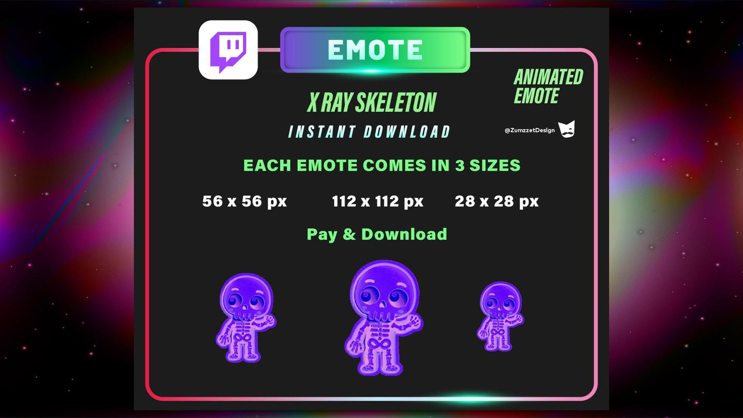 ANIMATED Xray Waving Skeleton Emote for Twitch, Streamer, Spooky Emote, Streaming, Stream Emotes, Horror Emote, Skeleton Emote