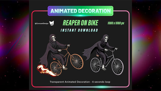 ANIMATED Grim Reaper Stream Decoration, Spooky Halloween Decoration, Vtuber Decoration Overlay, Streaming Assets, Skeleton Stream Asset