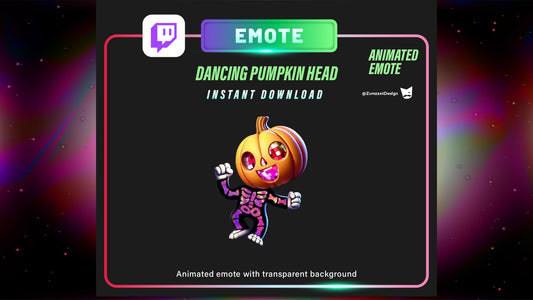 ANIMATED Rave Dancing Pumpkin Emote for Twitch, Streamer, Gaming, Streaming, Stream Emotes, Glowing Emote, Halloween Emote