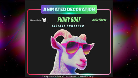 ANIMATED Pink Goat Decoration, Neon Rave Dancing Alien, Vtuber Decoration Overlay, Streaming Assets, Party Stream, Music Rave Decoration