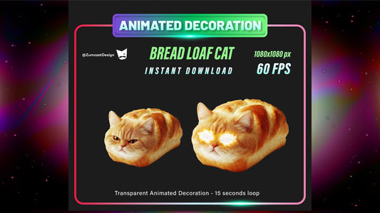ANIMATED Cat Bread Loaf Stream Decoration, Funny Emote Decoration, Cat  Decoration Overlay, Streaming Assets
