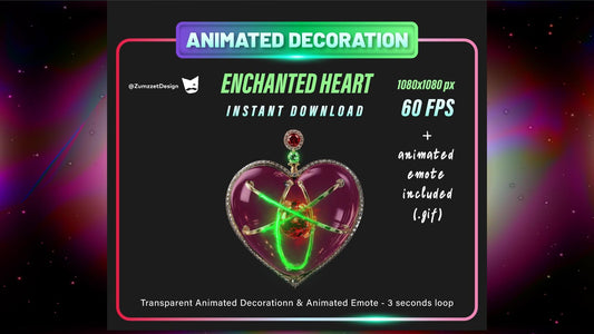 ANIMATED Emote and Decoration Heart, Magic Fantasy Emote Decoration, Transparent Background WEBM Seamless Loop, Streaming Assets