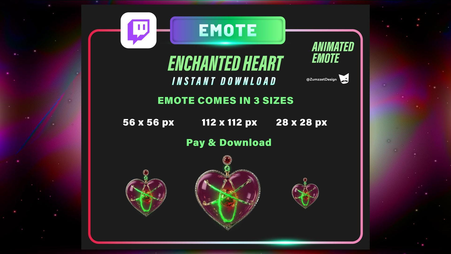 ANIMATED Emote and Decoration Heart, Magic Fantasy Emote Decoration, Transparent Background WEBM Seamless Loop, Streaming Assets