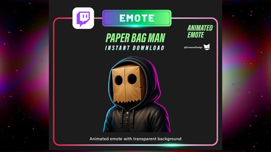 ANIMATED Paper Bag Man Emote for Twitch, Streamer, Dancing Emote, Streaming, Stream Emotes, Glowing Emote, Music Emote