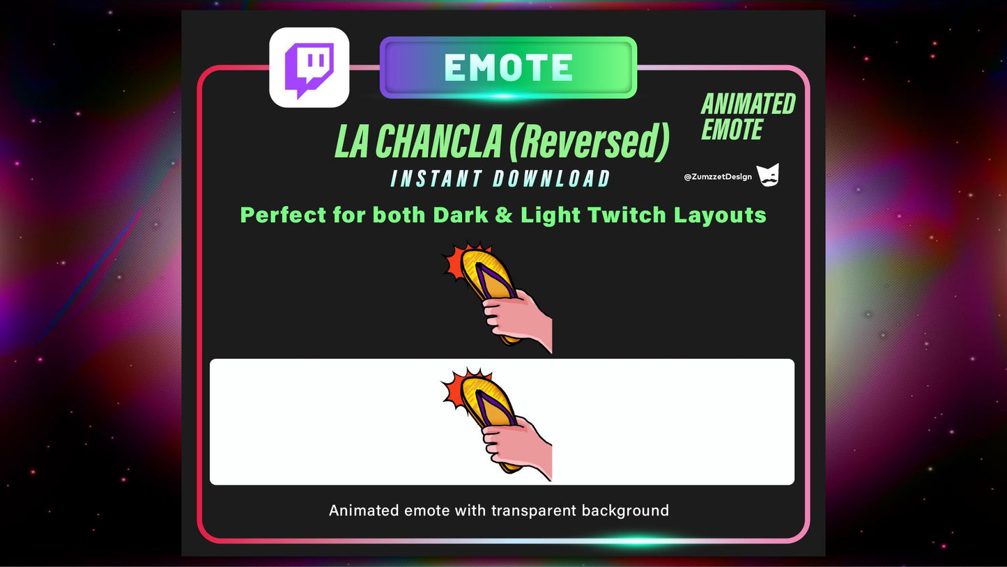 ANIMATED La Chancla Reversed Emote  for Twitch,  Streamer, Gaming, Streaming,  Stream Emotes, Funny Emote, Shoe Emote