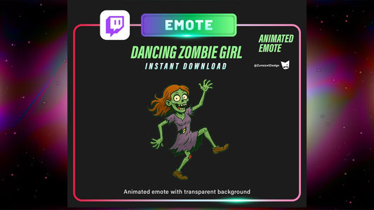 ANIMATED Dancing Zombie Girl Emote for Twitch, Streaming Emotes, Gamer Emotes, Halloween Emote, Rave Emote, Party Emotes
