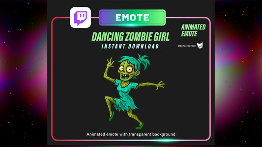 ANIMATED Dancing Zombie Green Girl Emote for Twitch, Streaming Emotes, Gamer Emotes, Halloween Emote, Rave Emote, Party Emotes