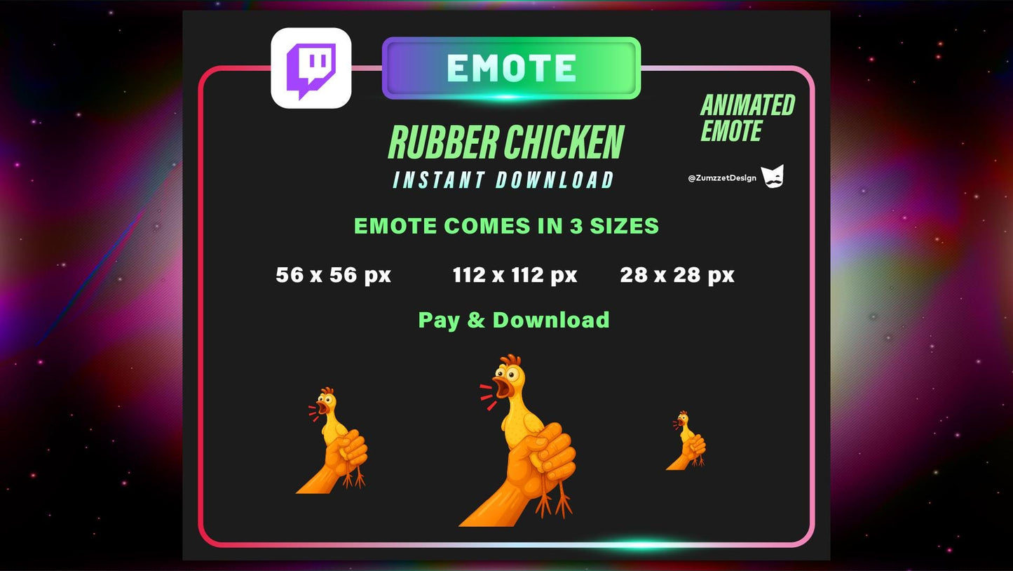 ANIMATED Rubber Chicken  Emote for Twitch, Streamer, Gaming, Streaming, Stream Emotes, Funny Emote, Hand Emote