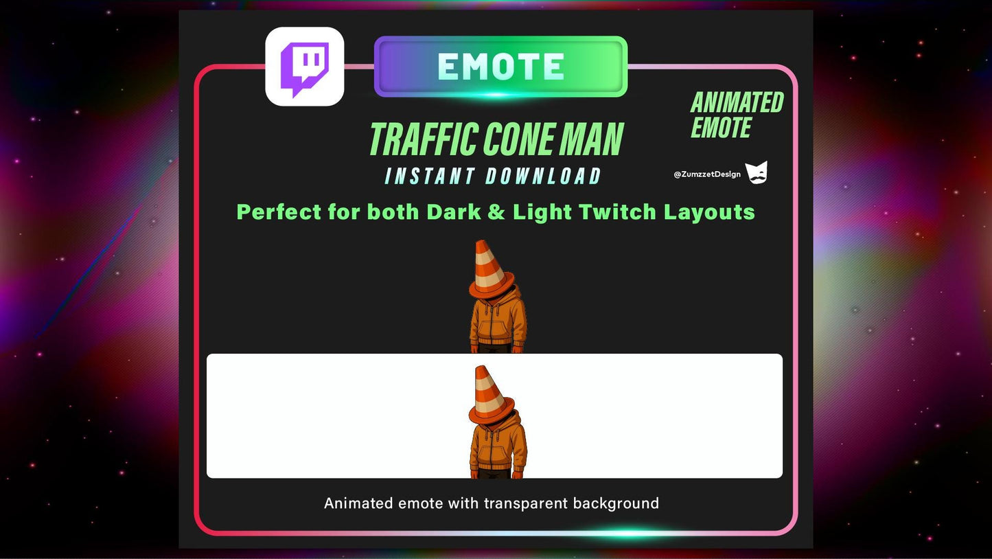 ANIMATED Traffic Cone Sad Man Emote for Twitch, Streamer, Funny Emote, Streaming, Stream Emotes, Glowing Emote