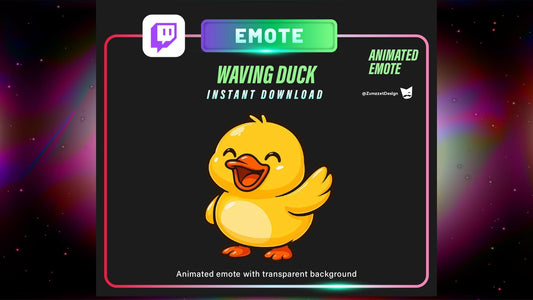 ANIMATED Waving Duck Emote for Twitch, Streamer, Gaming, Streaming, Stream Emotes, Ducky, Reaction Emote
