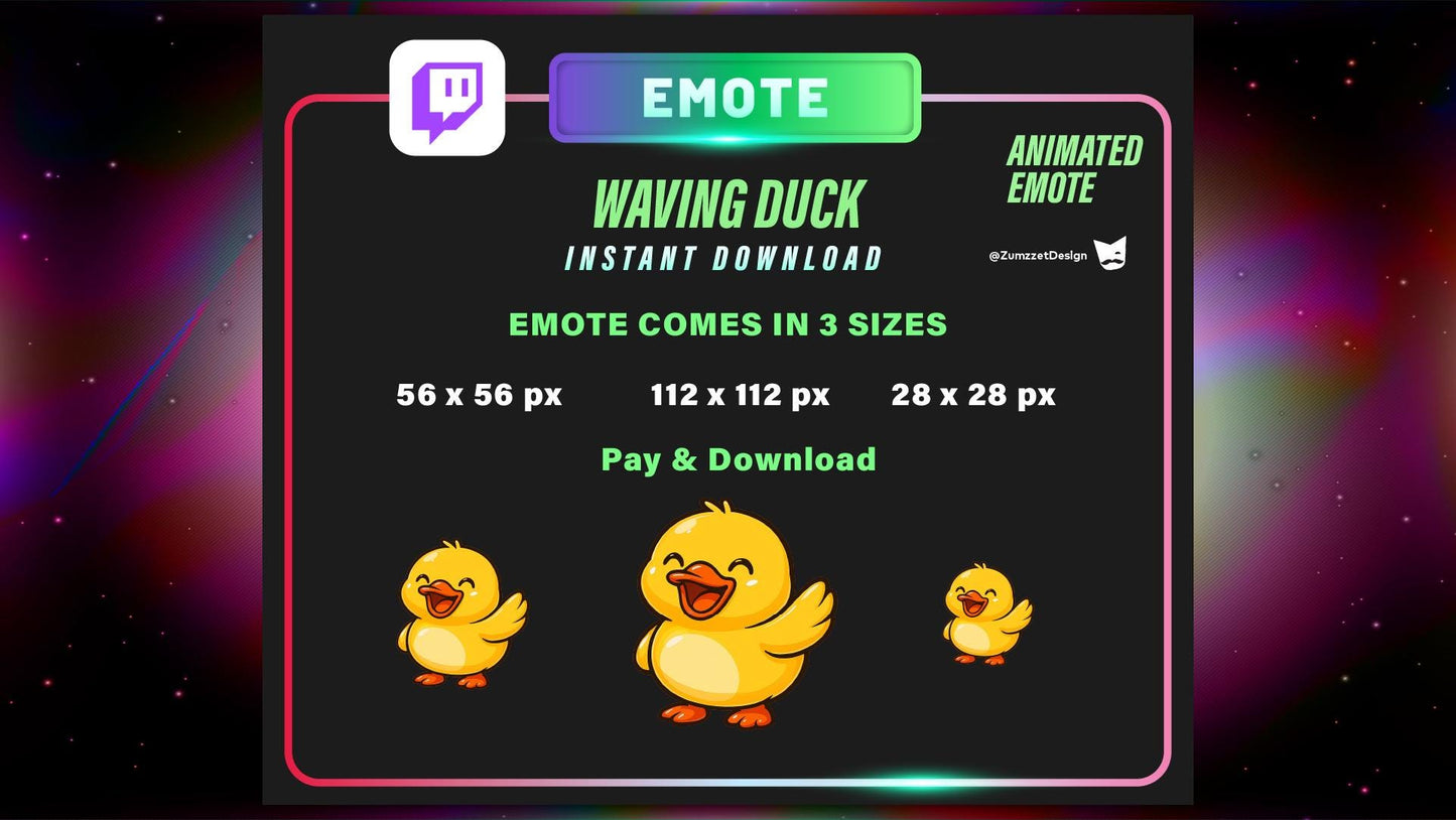 ANIMATED Waving Duck Emote for Twitch, Streamer, Gaming, Streaming, Stream Emotes, Ducky, Reaction Emote