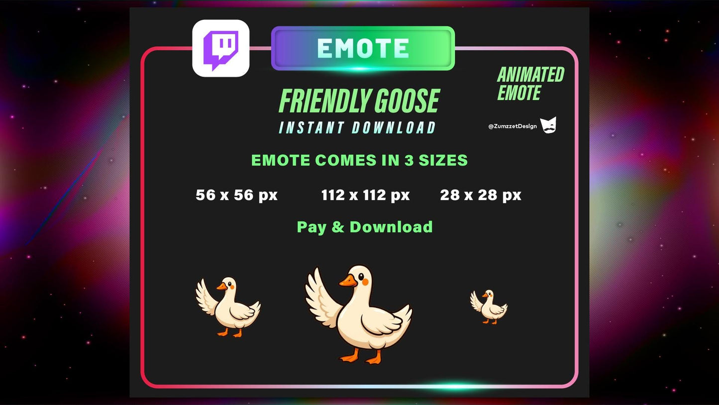ANIMATED Waving Goose Emote for Twitch, Streamer, Gaming, Streaming, Stream Emotes, Fun Emotes, Reaction Emote