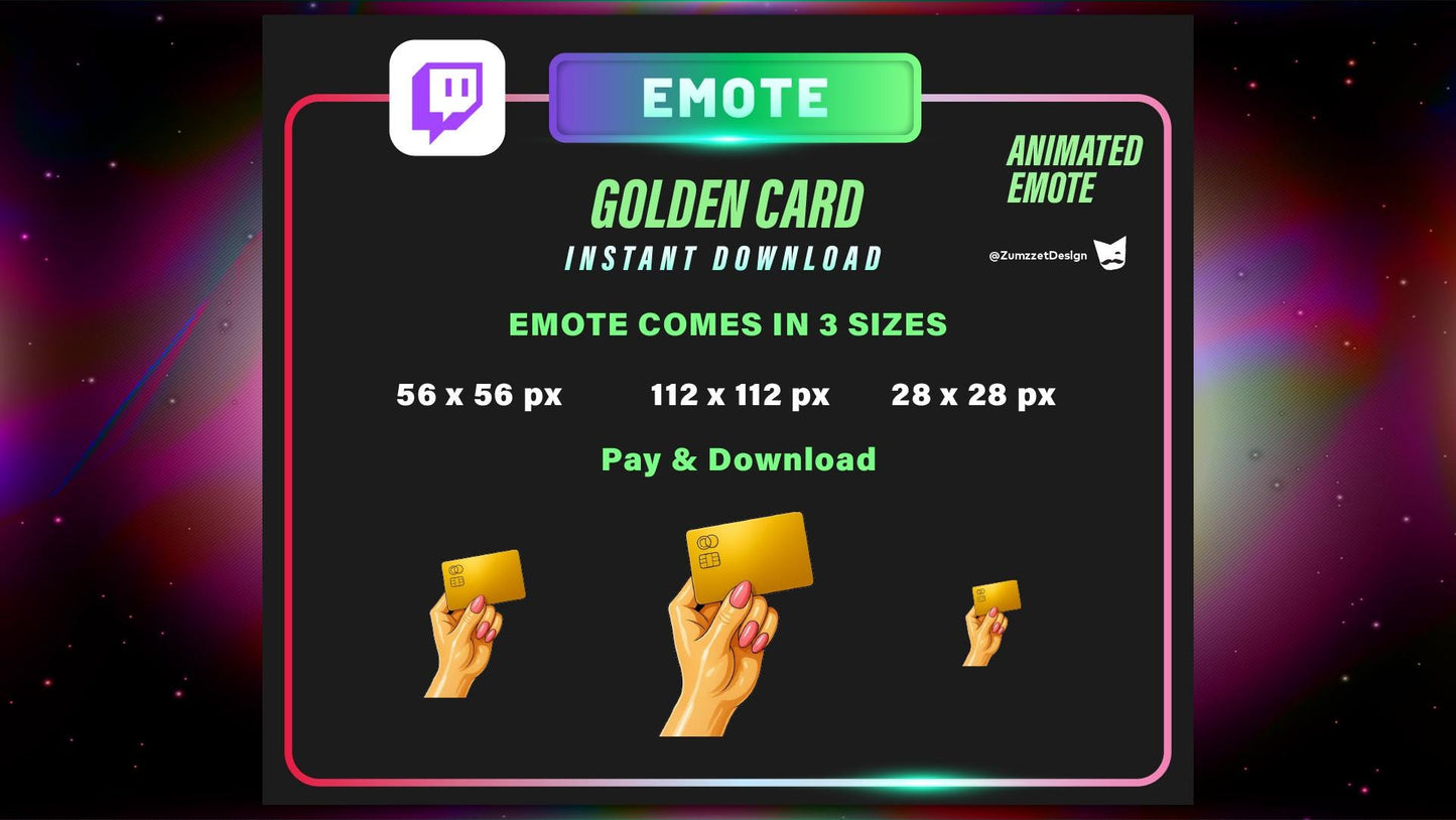 ANIMATED Take my Money Golden Card  Emote for Twitch, Streamer, Gaming, Streaming, Stream Emotes, Funny Emote, Donation Emote