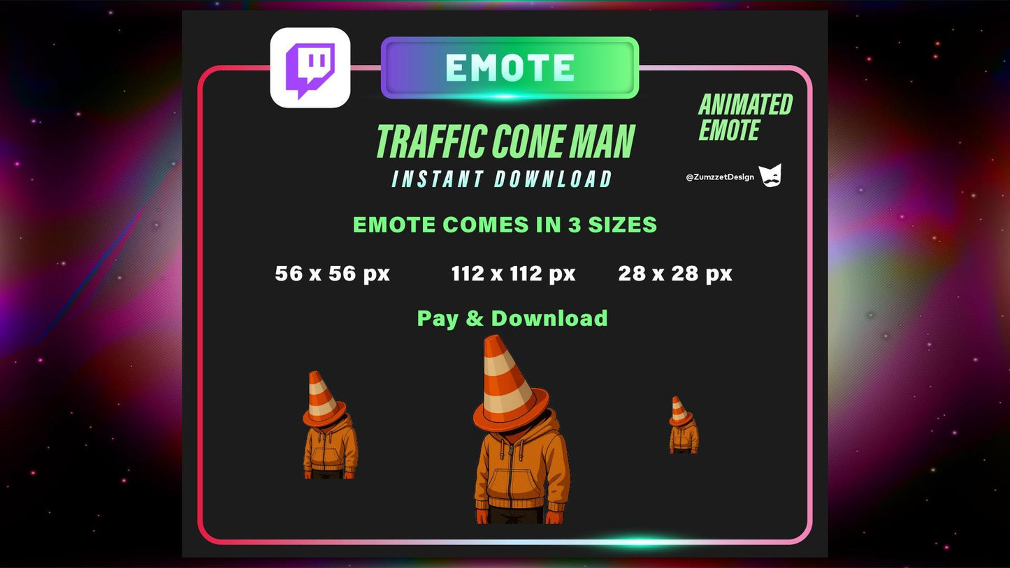 ANIMATED Traffic Cone Sad Man Emote for Twitch, Streamer, Funny Emote, Streaming, Stream Emotes, Glowing Emote
