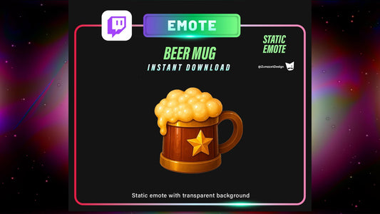 STATIC Beer Mug Emote Set for Twitch, Streamer RPG, Medieval Gaming, Tavern Emotes, Stream Emotes, Beer Emote, Food emote