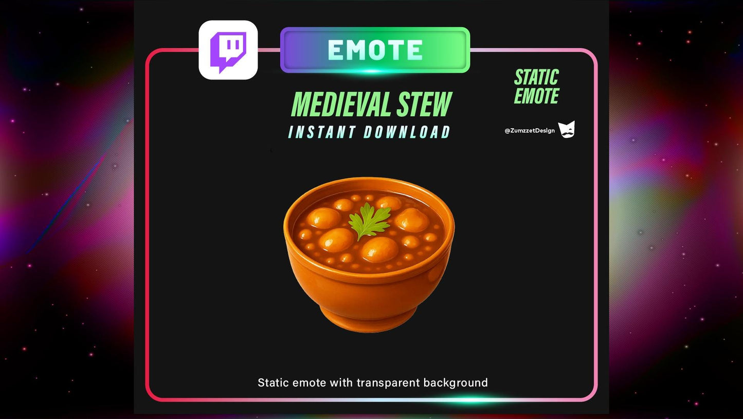 STATIC Stew Soup Emote Set for Twitch, Streamer RPG, Medieval Gaming, Tavern Emotes, Stream Emotes, Cooked Food Emote, Food emote