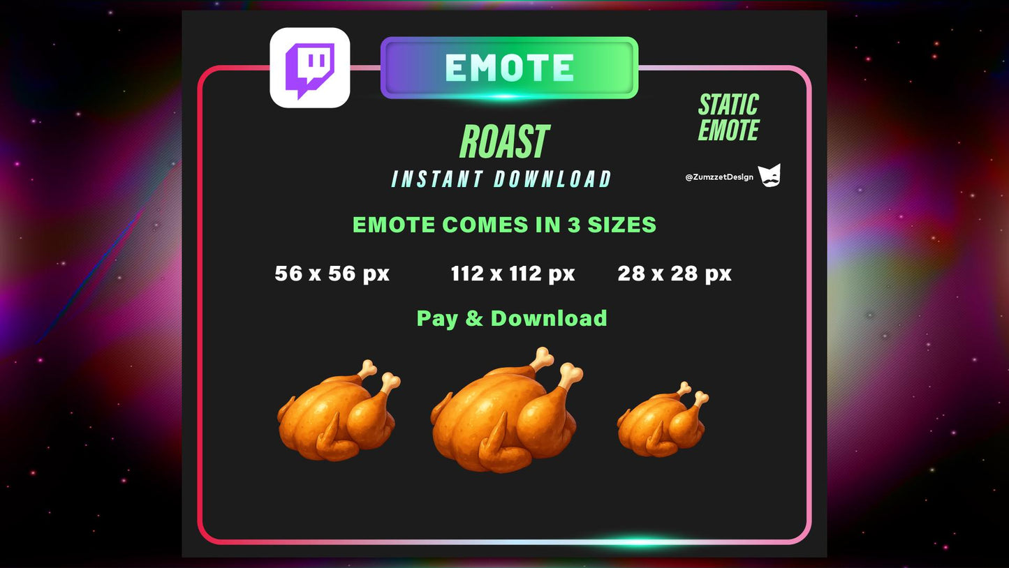 STATIC Medieval Chicken Roast Emote Set for Twitch, Streamer RPG, Medieval Gaming, Tavern Emotes, Stream Emotes, Cute Emotes, Food emote