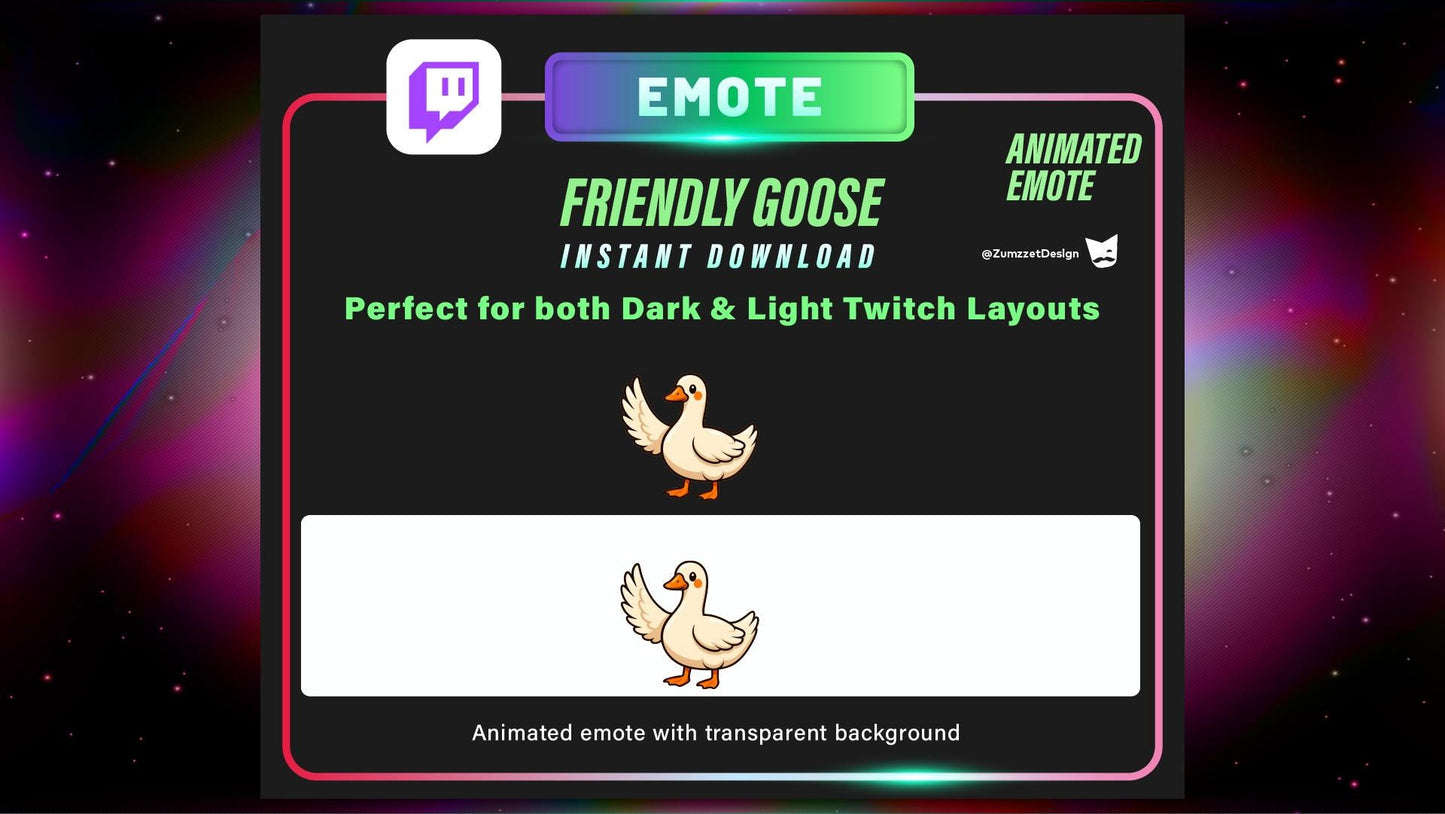 ANIMATED Waving Goose Emote for Twitch, Streamer, Gaming, Streaming, Stream Emotes, Fun Emotes, Reaction Emote