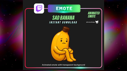 ANIMATED Sad Banana Emote Twitch, Streamer, Gaming, Streaming, Stream Emotes, Reaction Emote, Sad Crying Emote