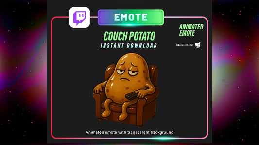 ANIMATED Couch Potato Emote for Twitch, Streamer, Funny Emote, Streaming, Stream Emotes, Reaction Emote