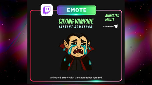 ANIMATED Crying in Distress Vampire Character Emote Twitch, Streamer, Gaming, Streaming, Stream Emotes, Sad React Emote