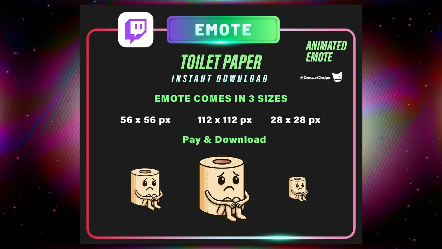 ANIMATED Sad Toilet Paper Roll Emote Twitch, Streamer, Gaming, Streaming, Stream Emotes, Reaction Emote, Sad Crying Emote