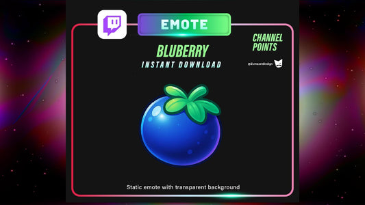 STATIC BluBerry Emote and Channel Point for Twitch, Streamer, Fruit Emote, Food Emote