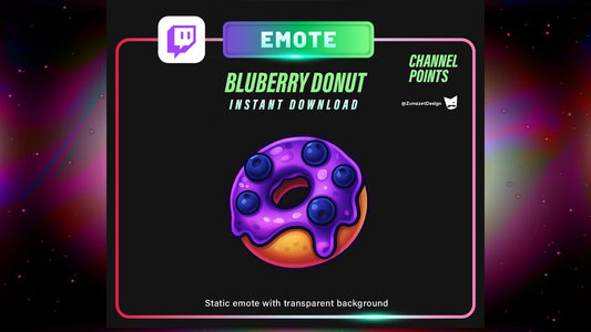STATIC BluBerry Donut Emote and Channel Point for Twitch, Streamer, Sweets Emote, Food Emote, Cute Emote