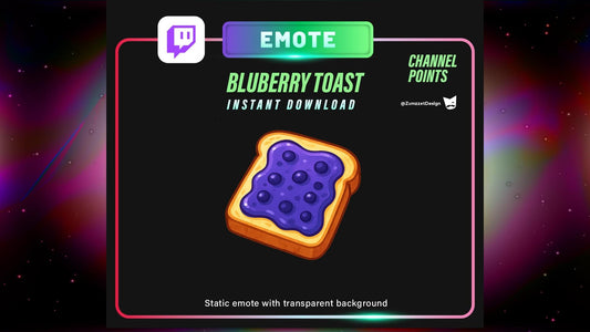 STATIC BluBerry Toast and Channel Point for Twitch, Streamer, Bread Emote, Food Emote