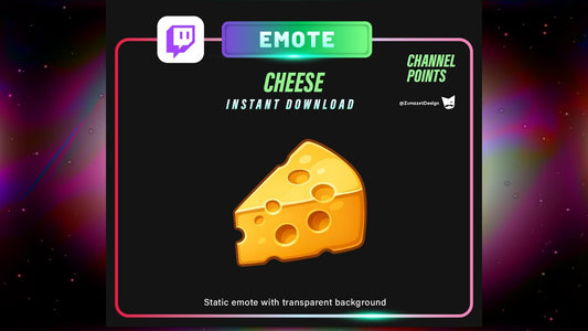 STATIC Cheese Emote and Channel Point for Twitch, Streamer, Food Emote