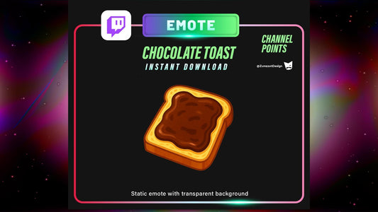 STATIC Chocolate Toast and Channel Point for Twitch, Streamer, Bread Emote, Food Emote